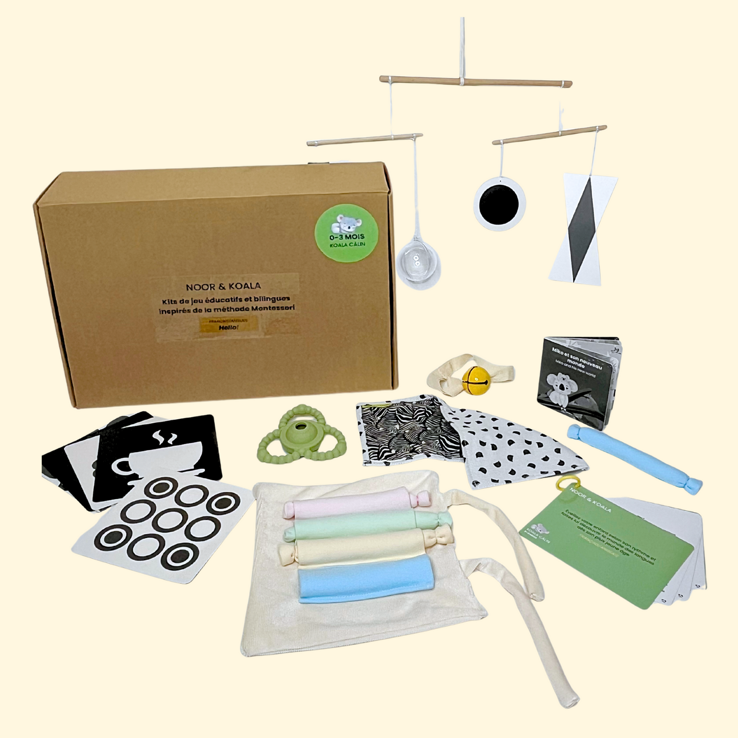 Kit de jeu Montessori et bilingue pour les 0-3 mois