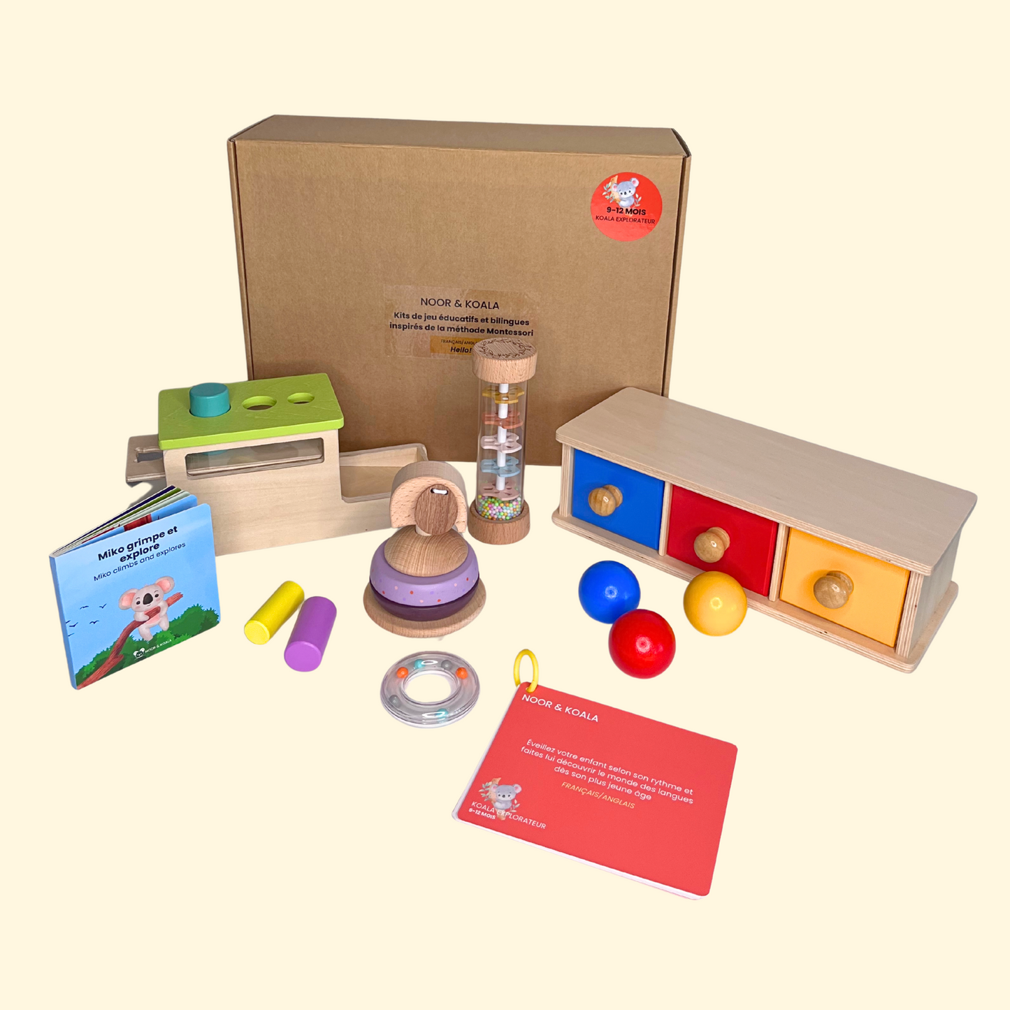 Kit de jeu Montessori et bilingue pour les 9-12 mois